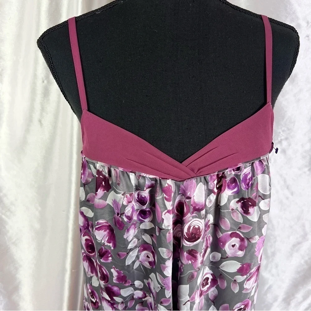 Cabernet Floral Slip Dress Romantic Sleepwear, Soft Feminine Effortless Lounge M